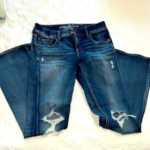 American eagle distressed flare jeans